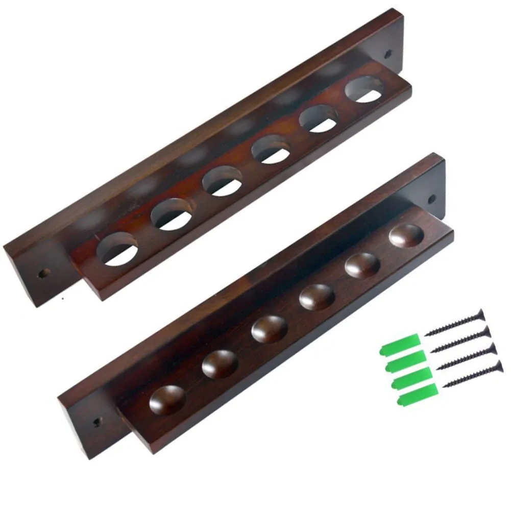 

6-Hole Billiard Pool Cue Rack Wall Mounted Snooker Cue Holder Storage Rack Pool Cue Rack Snooker Billiard Accessories