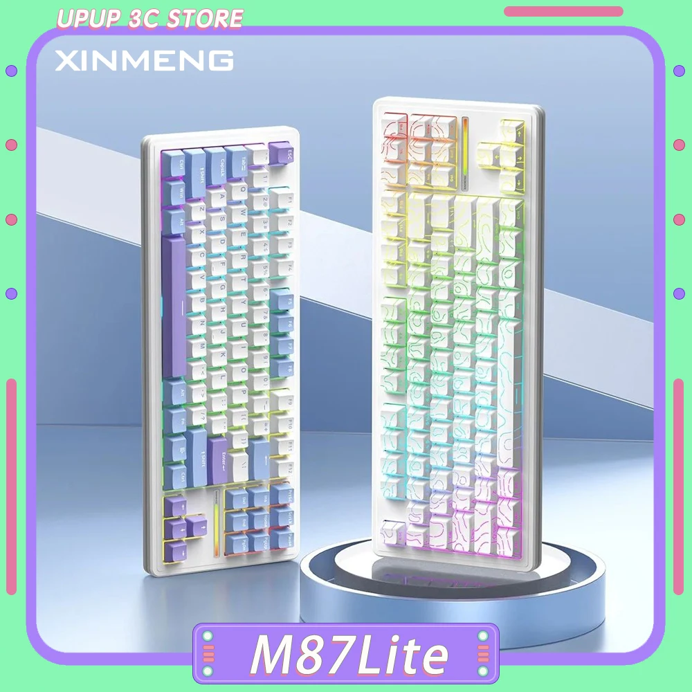 

Xinmeng M87Lite Механическая клавиатура с тремя режимами прокладки Игровая клавиатура RGB с горячей заменой PBT Проводная клавиатура ПК Аксессуары для геймеров Подарок