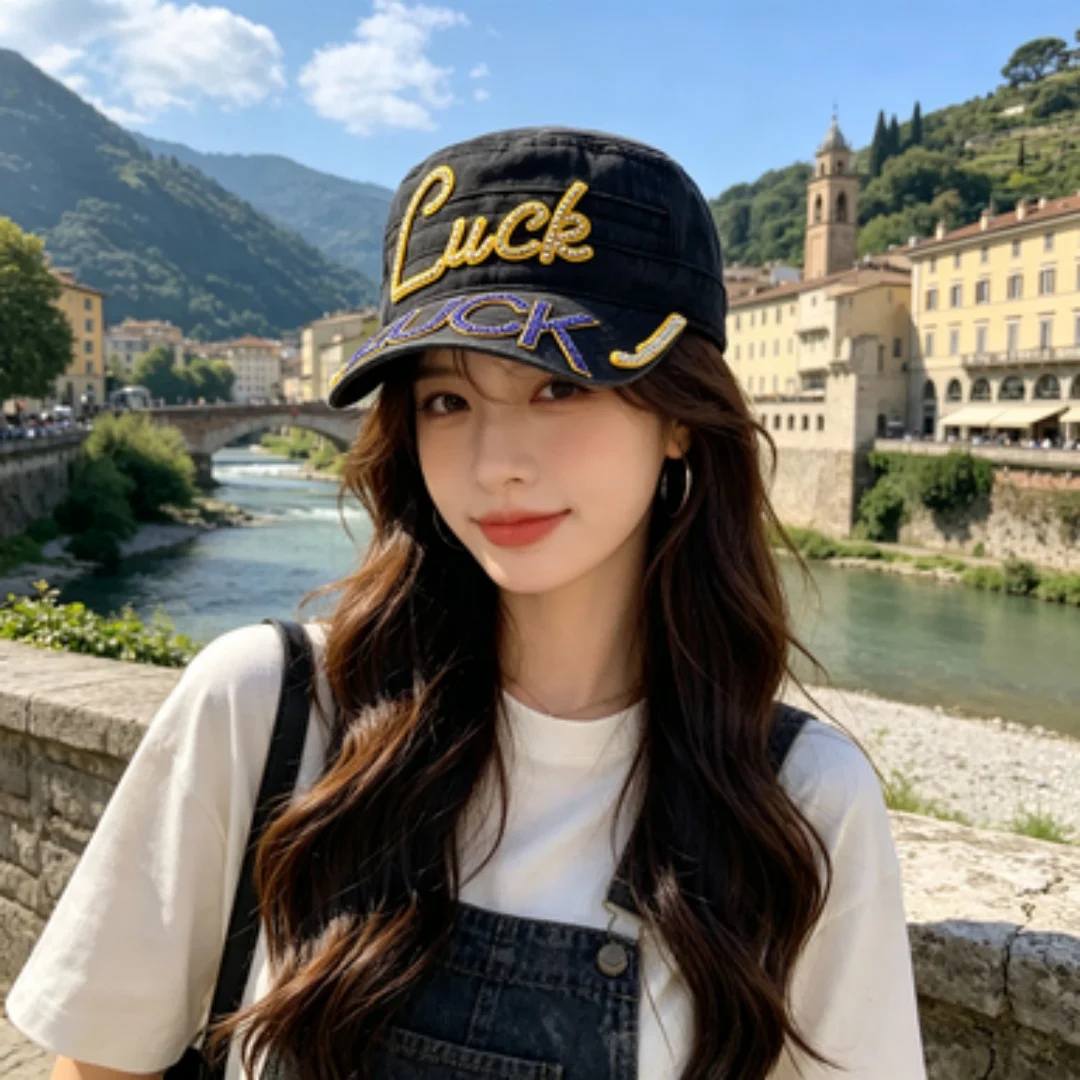bone-cadete-com-strass-e-letras-para-mulheres-e-homens-chapeu-militar-vintage-em-jeans-lavado-bordado-brilhante-estilo-streetwear-ajustavel
