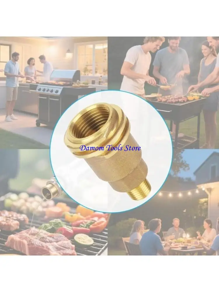 57BE Brass Coupling 1/4 Male Thread Propane Gas Line Accessory Simple Installs