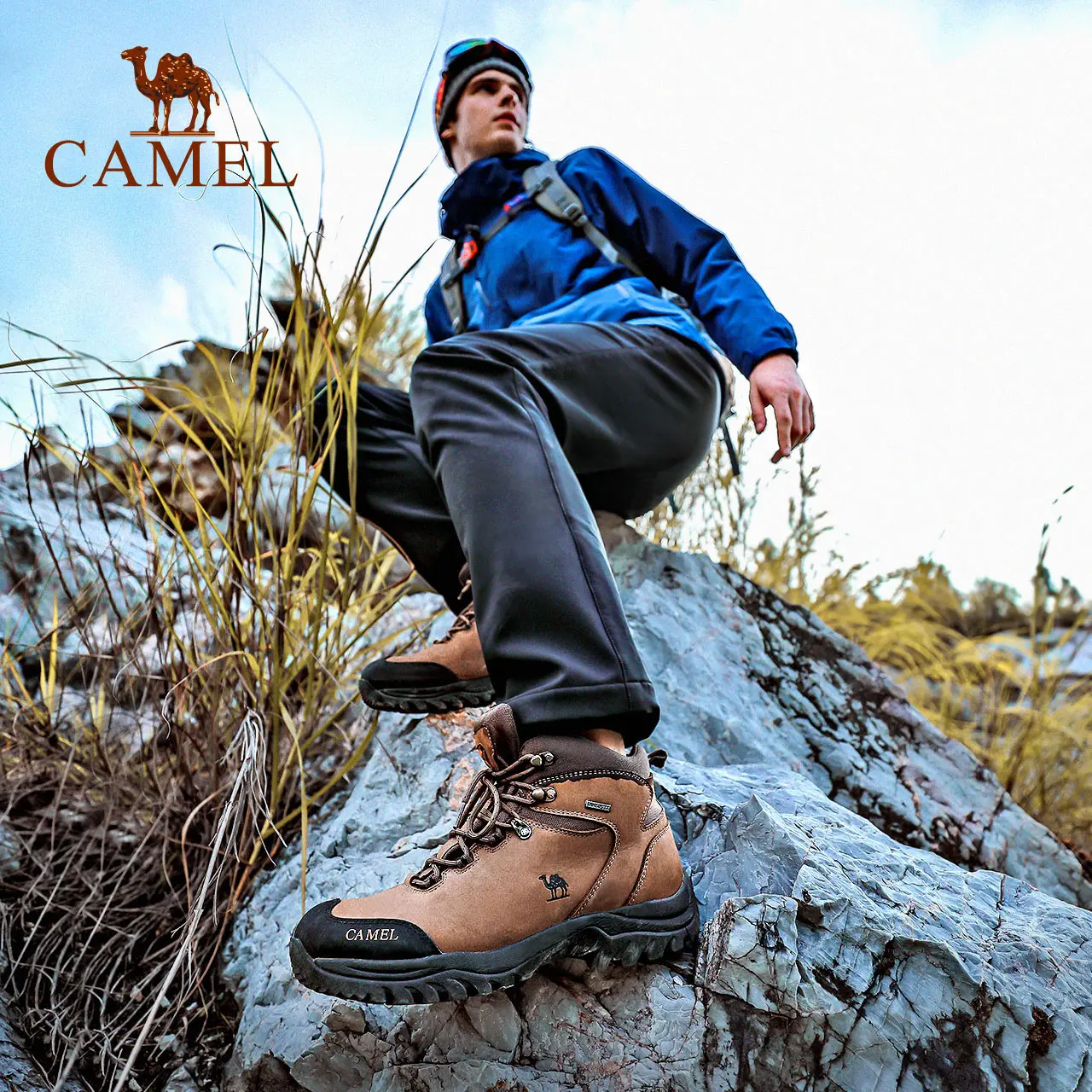 GOLDEN CAMEL Outdoor Snow Hiking Boots For Men Thick Sole Anti-Slip Waterproof Sports Durable Camping Mountaineering Boots