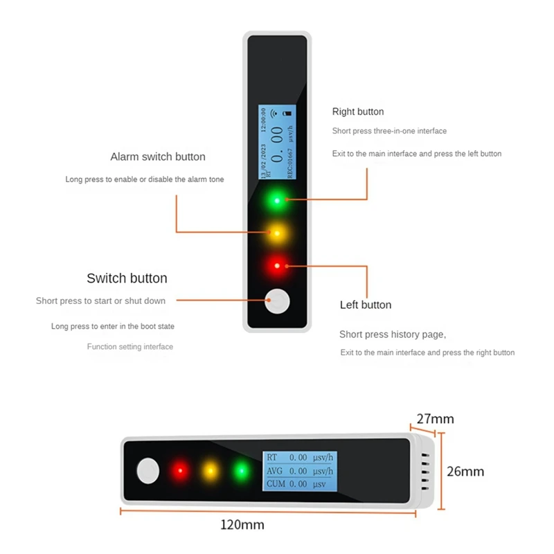 Radiation Dosimeter Counter Geiger Radiation Dosimeter Radia Electronic Alarms Radiation Meter Ray Beta With Wifi