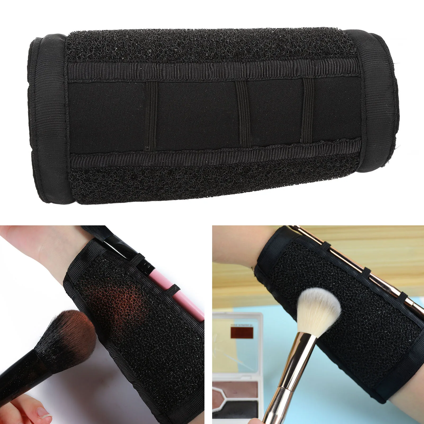 Makeup Brush Cleaner Armband Nylon Black Professional Stretch For Brush Cleaning