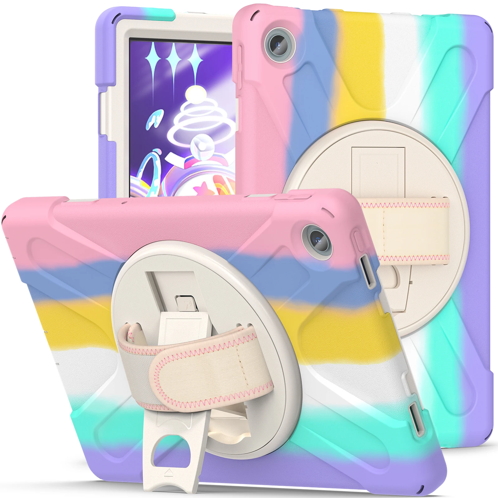 

For Lenovo Tab M10 Plus 3rd Gen 10.6 TB-125F TB-128F Case, Shockproof Kickstand Shoulder Strap Kids Cover For Xiaoxin Pad 2022