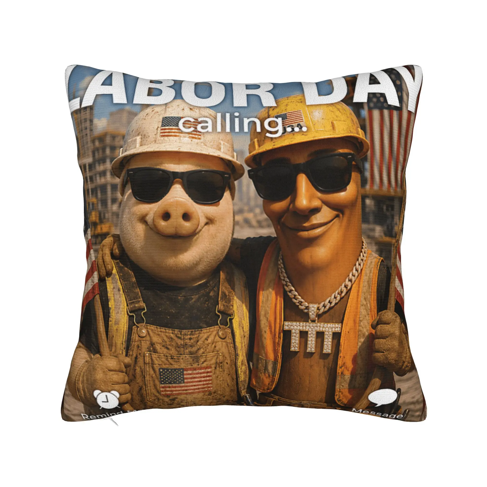John Pork Tung Sahur Bro Proud Construction Worker Labor Day Pillowcases Morden Pillow Case For Sofa Car Home Decor Pillow Cover