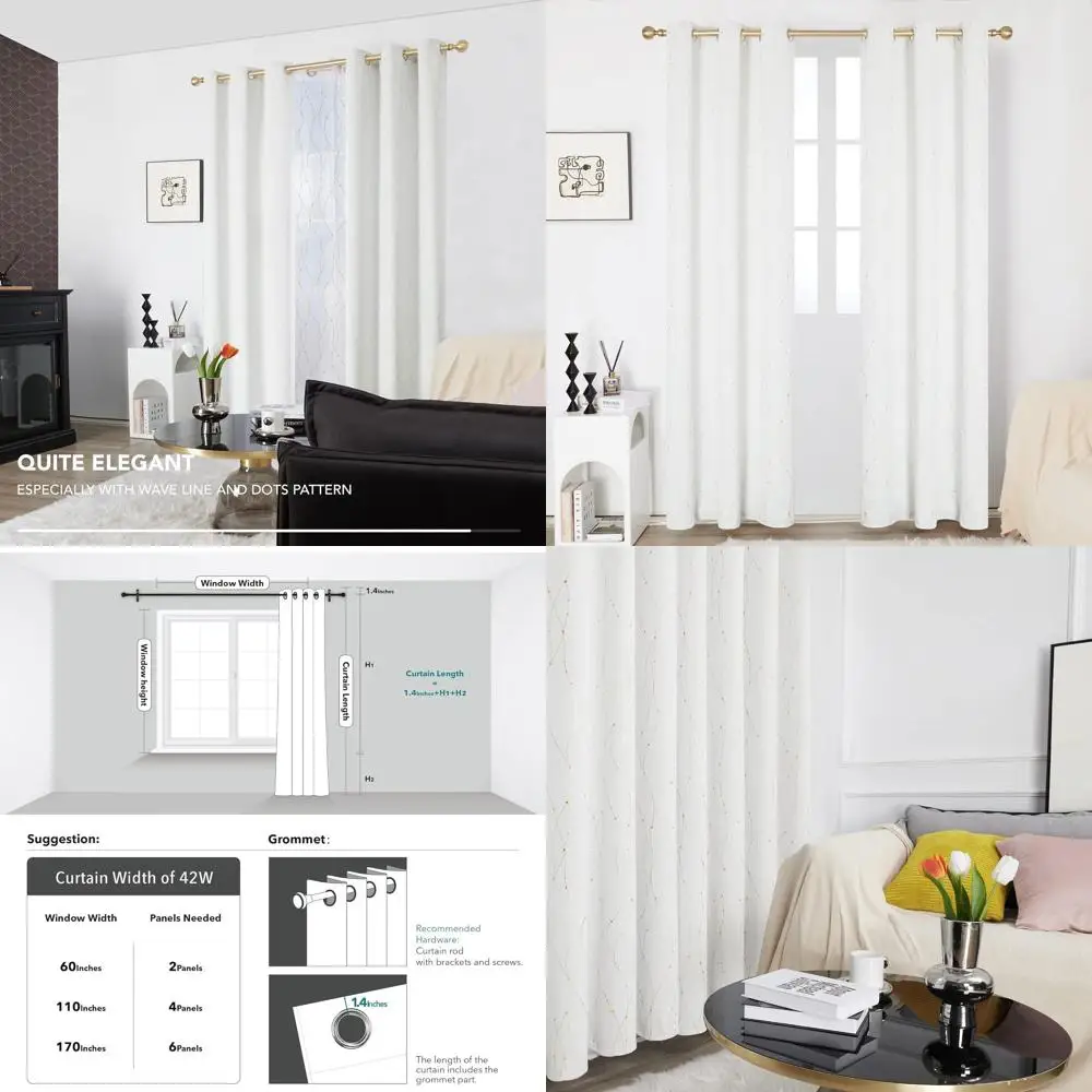 

Затемняющие шторы — термоизолированные, шумоподавляющие оконные шторы для спальни, гостиной — 2 панели, белые, 42 Вт x 84 л