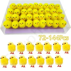 24-288Pcs Mini Cute Easter Plush Chick Desktop Ornaments Faux Plush Yellow Chick Home Garden Decorations Easter Gifts Kids Gifts