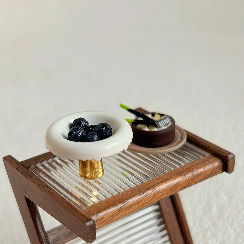 1pc casa de bonecas em miniatura liga pé alto disco modelo mini prato chá sobremesa pan bandeja frutas crianças fingir jogar brinquedos acessórios