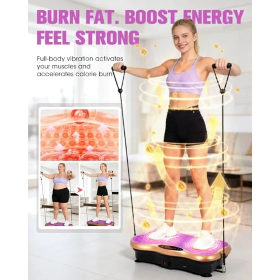Home gym vibration plate exercise machine for lymphatic drainage steel frame with black finish 99 speed levels 5 workout modes