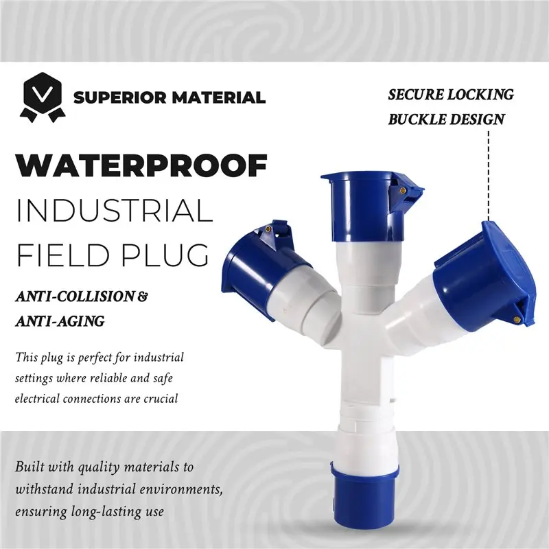 AAAN-32A 3 Pin 3 Way Y-Type Industrial Plug AC380-415V Multi-Function Waterproof Industrial Field Plug