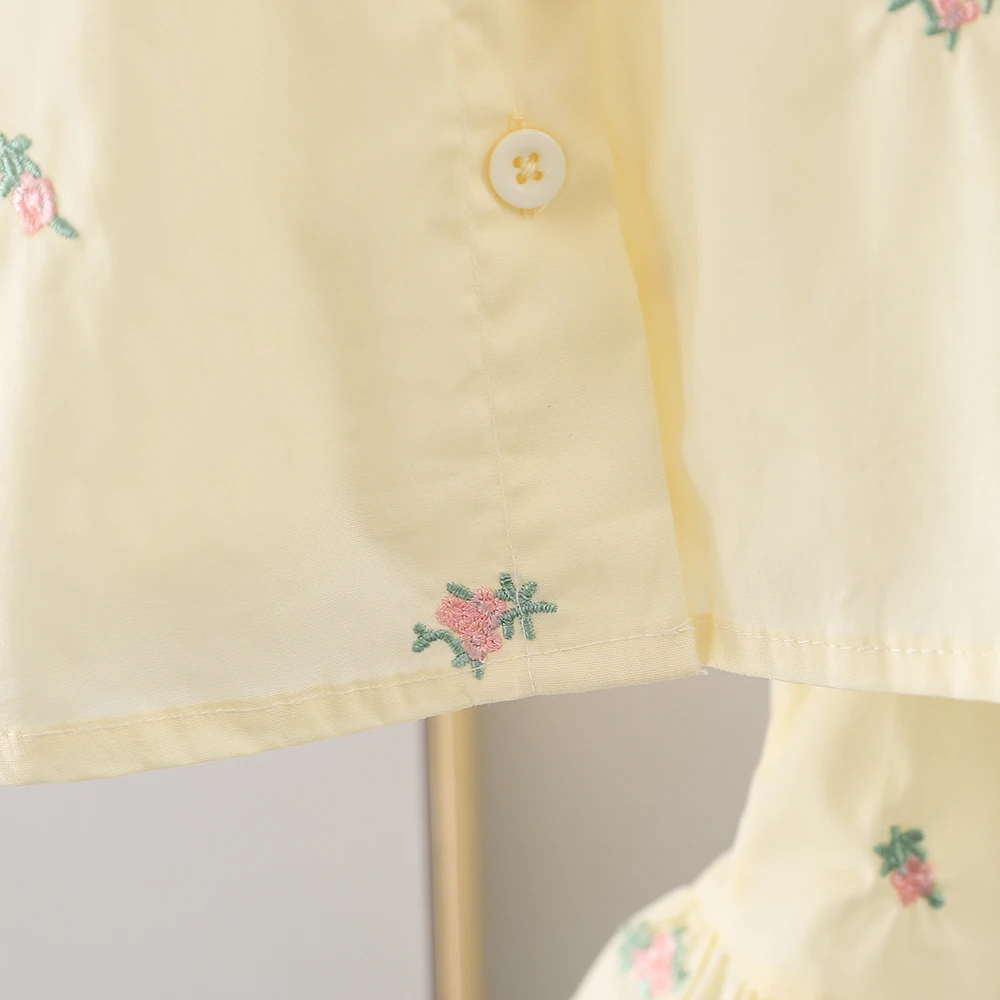 Summer Kids Clothes Fly Sleeved Top+Shorts 2Pcs Set Embroidered Casual Baby Girl Clothes Toddler Infant Children Suit