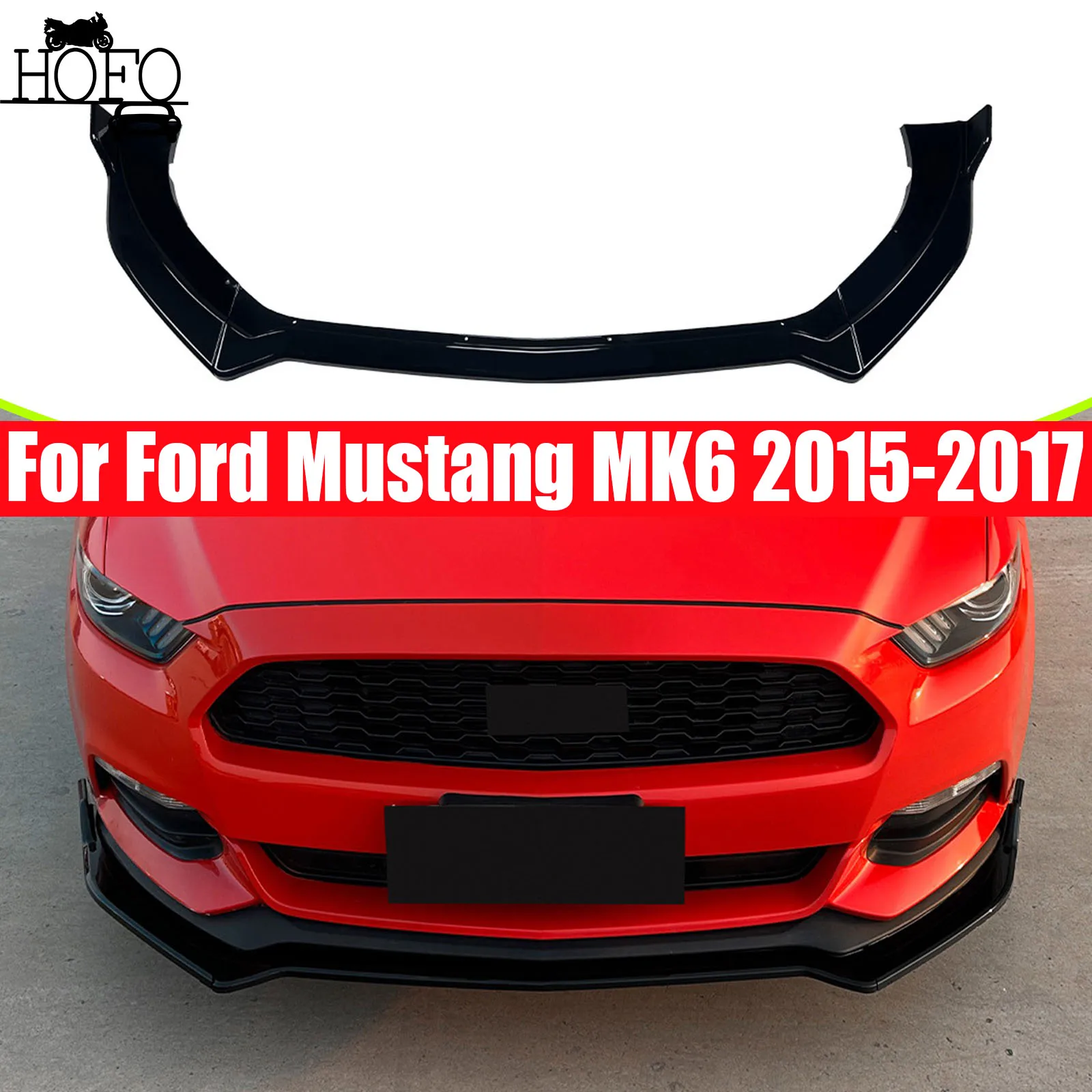 Car Front Bumper Lip Front Lip Spoiler Splitter Diffuser Body Kit Protector Accessories Decoratio For Ford Mustang MK6 2015-2017