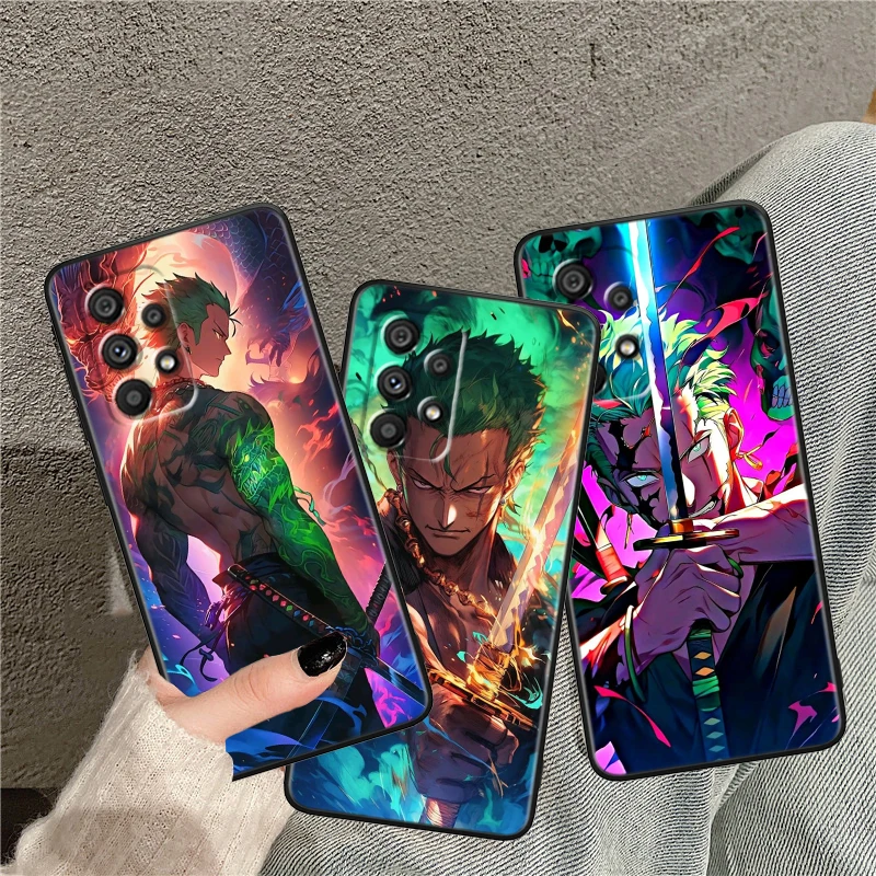 Japan Anime Zoro Cool For Samsung Note 20 10 Ultra Plus A31 A8 A14 j6 A12 A5 A70 A7 A34 A20 A04 A24 5G Black Phone Case