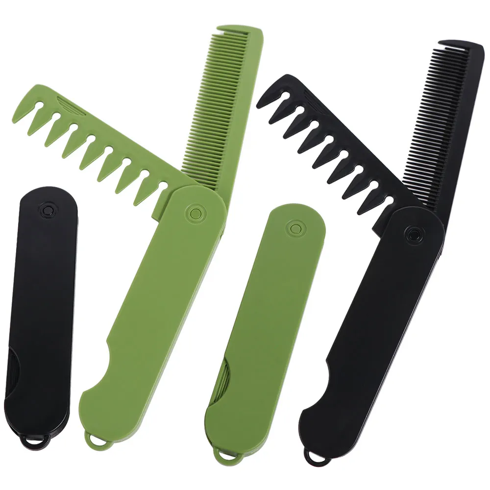 

Multi-funcional Portable Folding Pocket Combs Beard Combing Plastic Wide Tooth Oil Head Comb Anti-slip Anti-Static