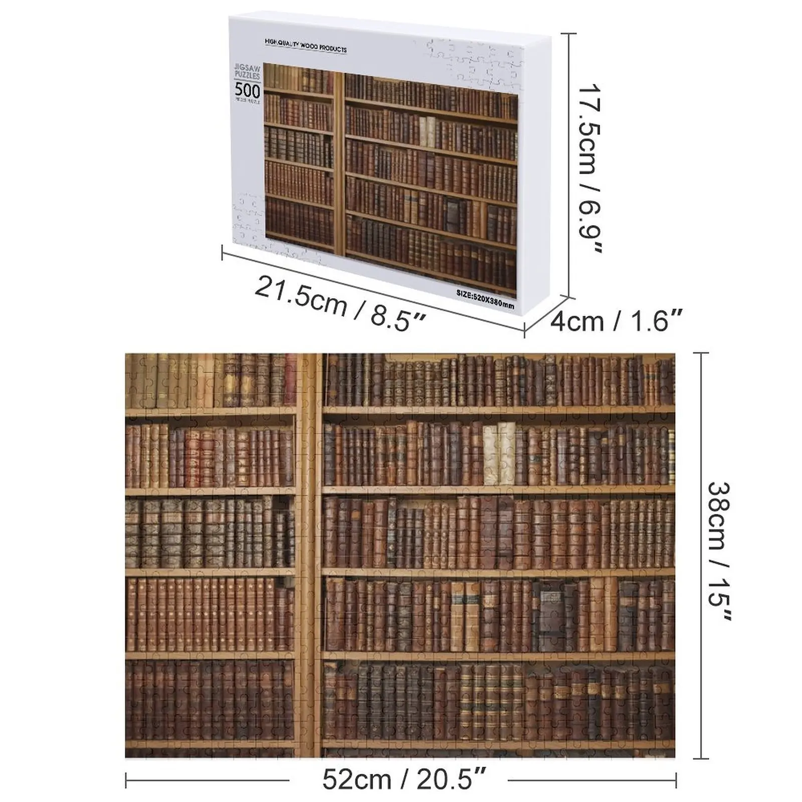 Bookcase with old books Jigsaw Puzzle Children Baby Wooden Jigsaw Custom Personalized Baby Object Puzzle