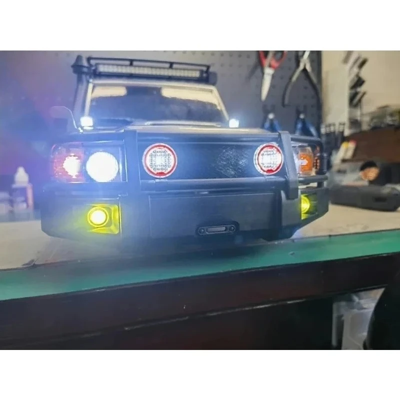 For RGT EX86160 EX86190 EX86020 1/10 LC79/76/71 RC Truck, GRC Hats & ARB Style LED Light Bars Front Bumper Bull Bar
