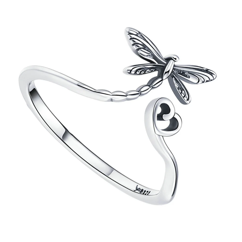 Sterling Silver Dragonfly Ring Girl Finger Rings Insect S925 Jewelry Miss Jewlery