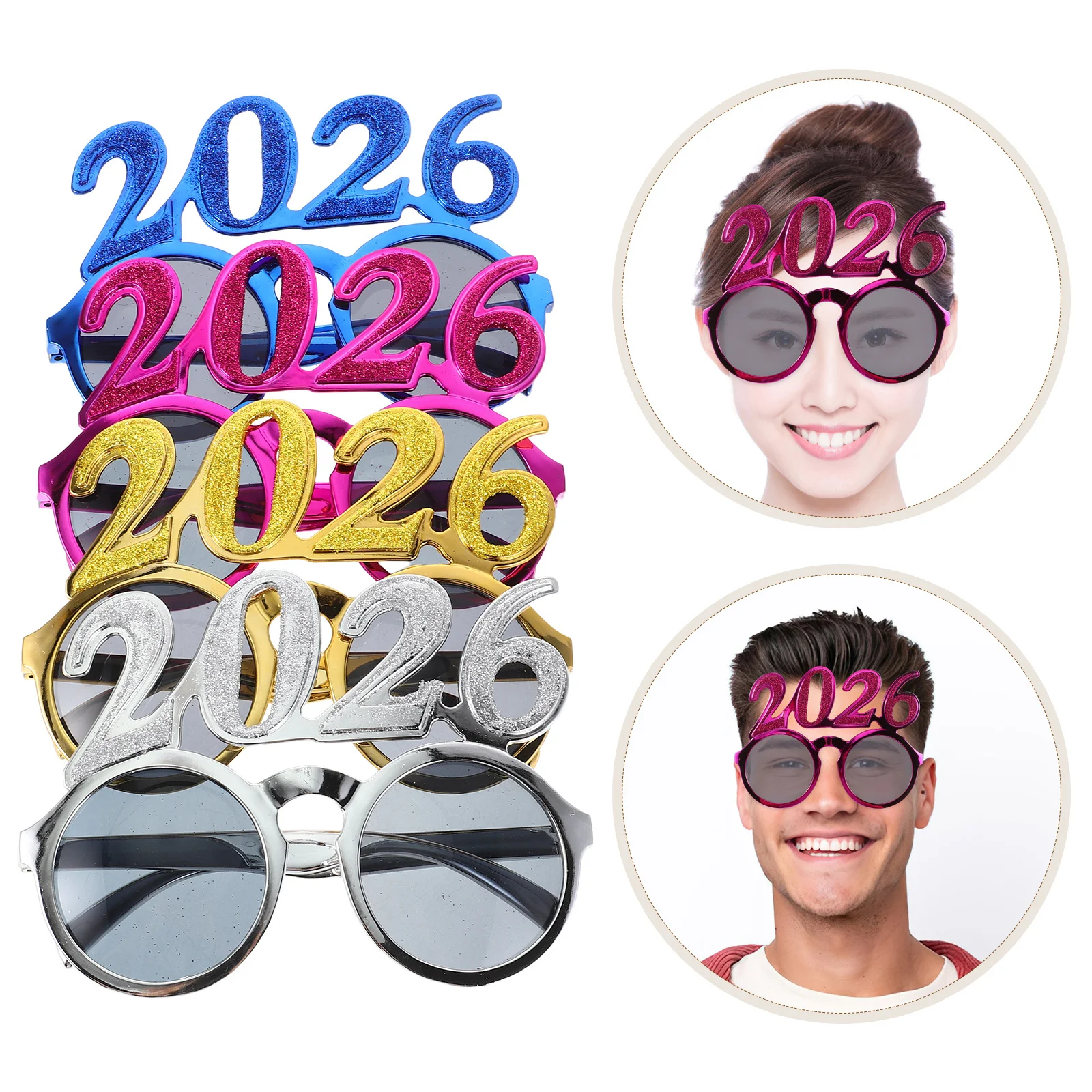 

4 шт. 2026 очки на Новый год, блестящие очки с цифрами, товары для вечеринок, новинка, реквизит для праздничных торжеств