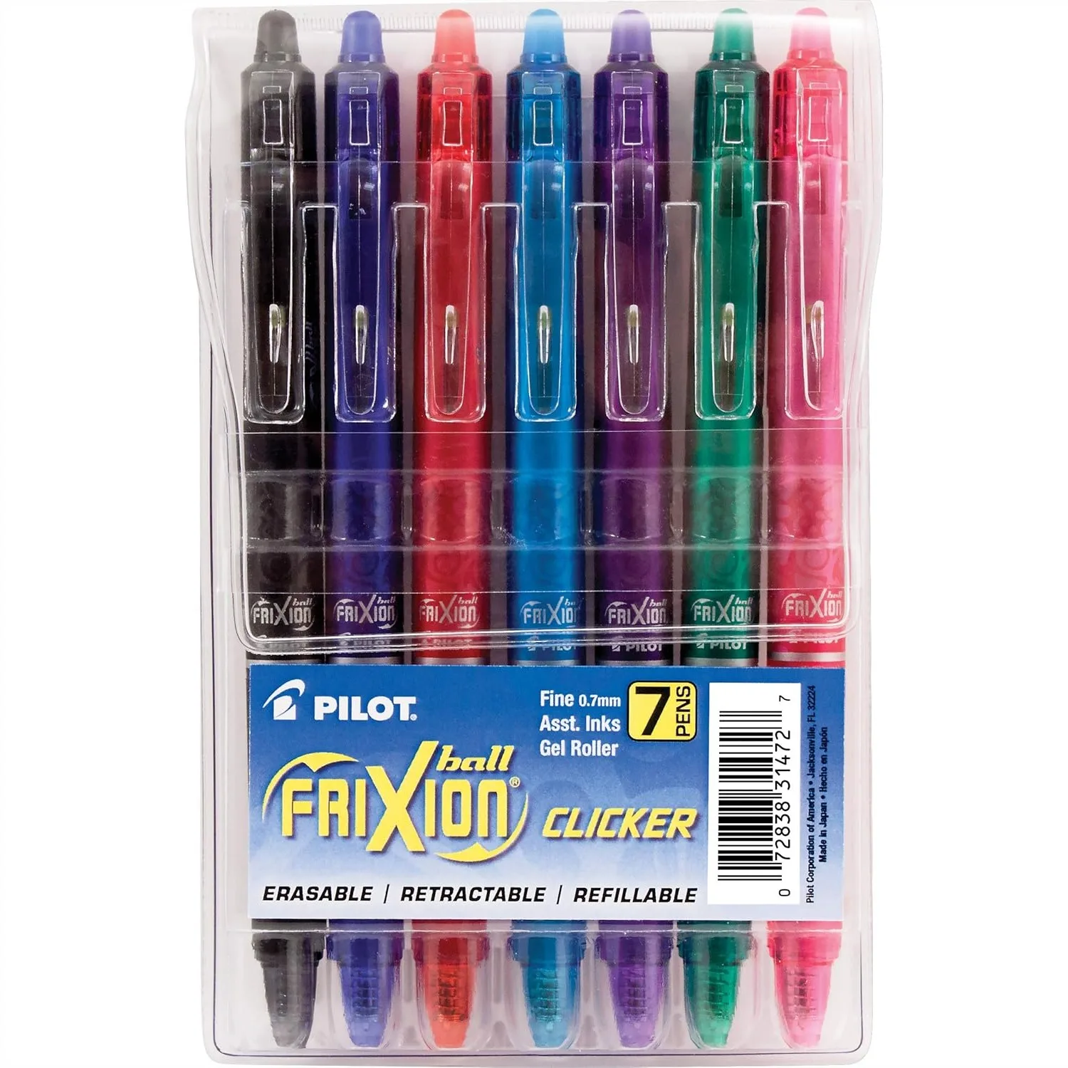 

Erasable Gel Ink Pens, Extra Fine Point, Refillable & Retractable, Quick Drying, 7-Pack Assorted Colors