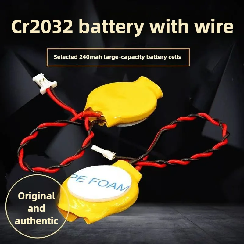 5-20 قطعة CR2032 220 مللي أمبير 3 فولت BIOS CMOS سلك البطارية 2Pin للكمبيوتر المحمول اللوحة الأم مع سلك تفكيك البطارية مع لاصق #1