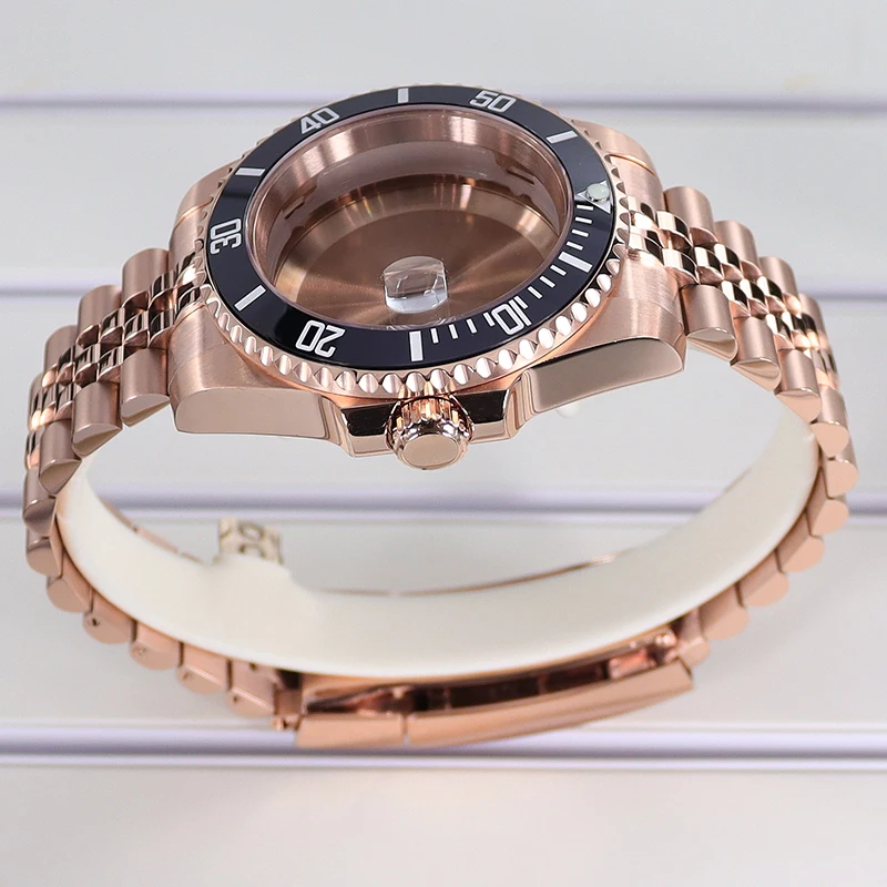 Roségold 40mm NH35 Uhrengehäuse Wasserdicht für NH35 SUB NH36 GMT NH34 NH70 NH72/Miyota 8215/ETA 2824 Gehäuse Jubilee-Armband 20mm – Detail 6