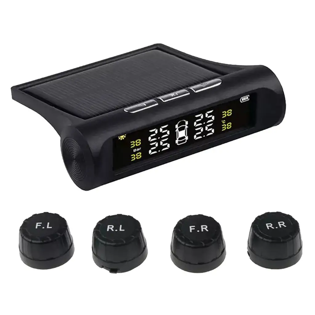 Magideal RV Car TPMS Sistema de monitoramento de alarme de pressão dos pneus movido a energia solar externo