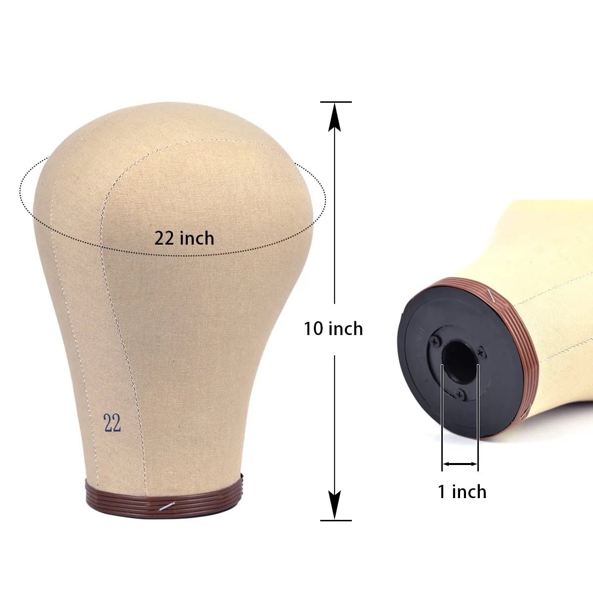 Cork Canvas Block Wig Mannequin Head With Mount Hole For Lace Wigs Making Training 21-23 Inch
