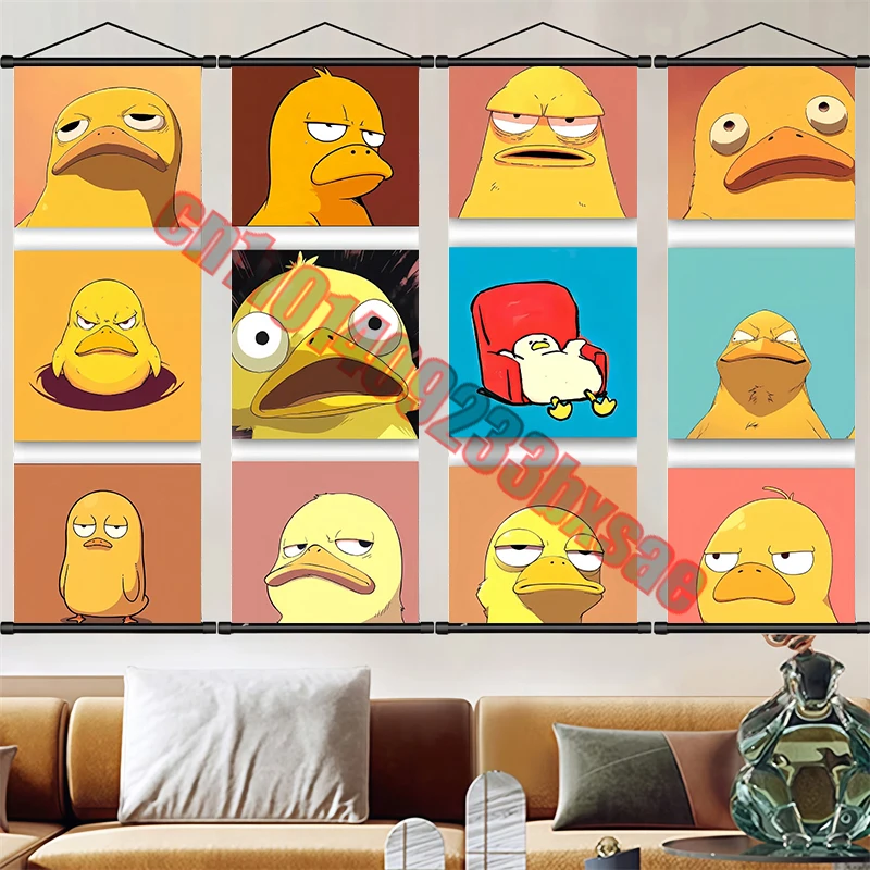 

Японское классическое аниме Pokemon Psyduck, высокое качество, милая картина с прокруткой, подходит для украшения стен спальни, детский подарок