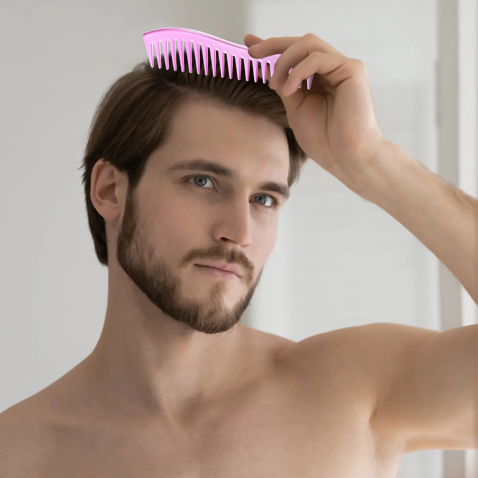 

Premium Wide Tooth Hair Styling For Men Salon Use Durable Abs Detangling Comb Hairdressing Supplies Electroplated Powder Hair