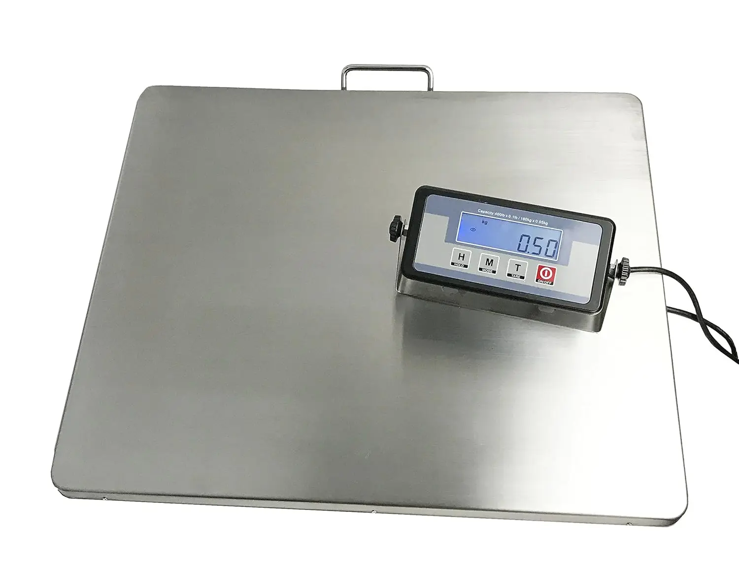 

Extra Large 22x18 Inch Digital Shipping Scale, 400lb Capacity, Stainless Steel, LED Display, Battery/AC Powered
