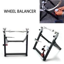 Motorcycle Wheel Balance Adjustment Frame Hub Repair Stand Rack Universal Parking Holder Foldable Balcncer With Dial Indicator