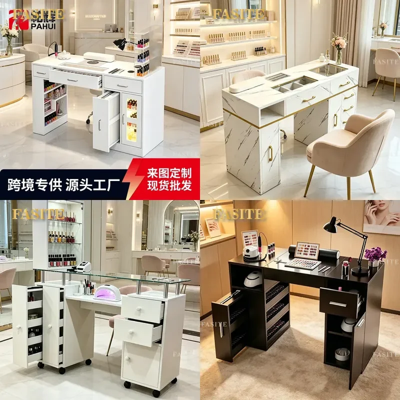 For Manicure Table with Vacuum Cleaner Multifunctional Nail Desk Customizable Beauty Furniture Internet Celebrity Style