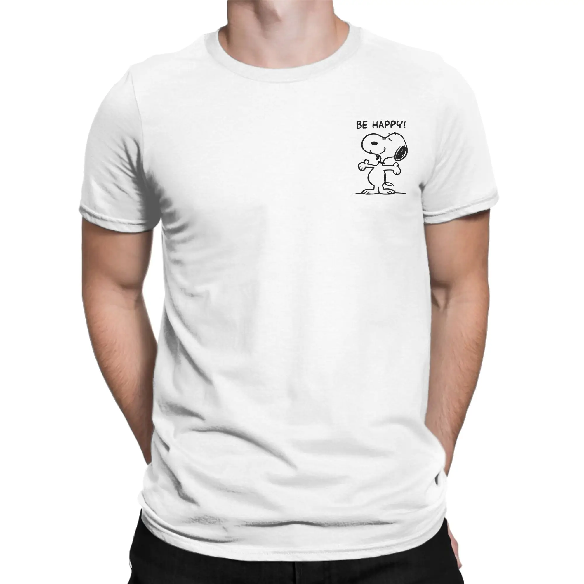 Men Women's Snoopy Be Happy T Shirts  Pure Cotton Clothes Awesome Short Sleeve Round Neck Tee Shirt Summer T-Shirts
