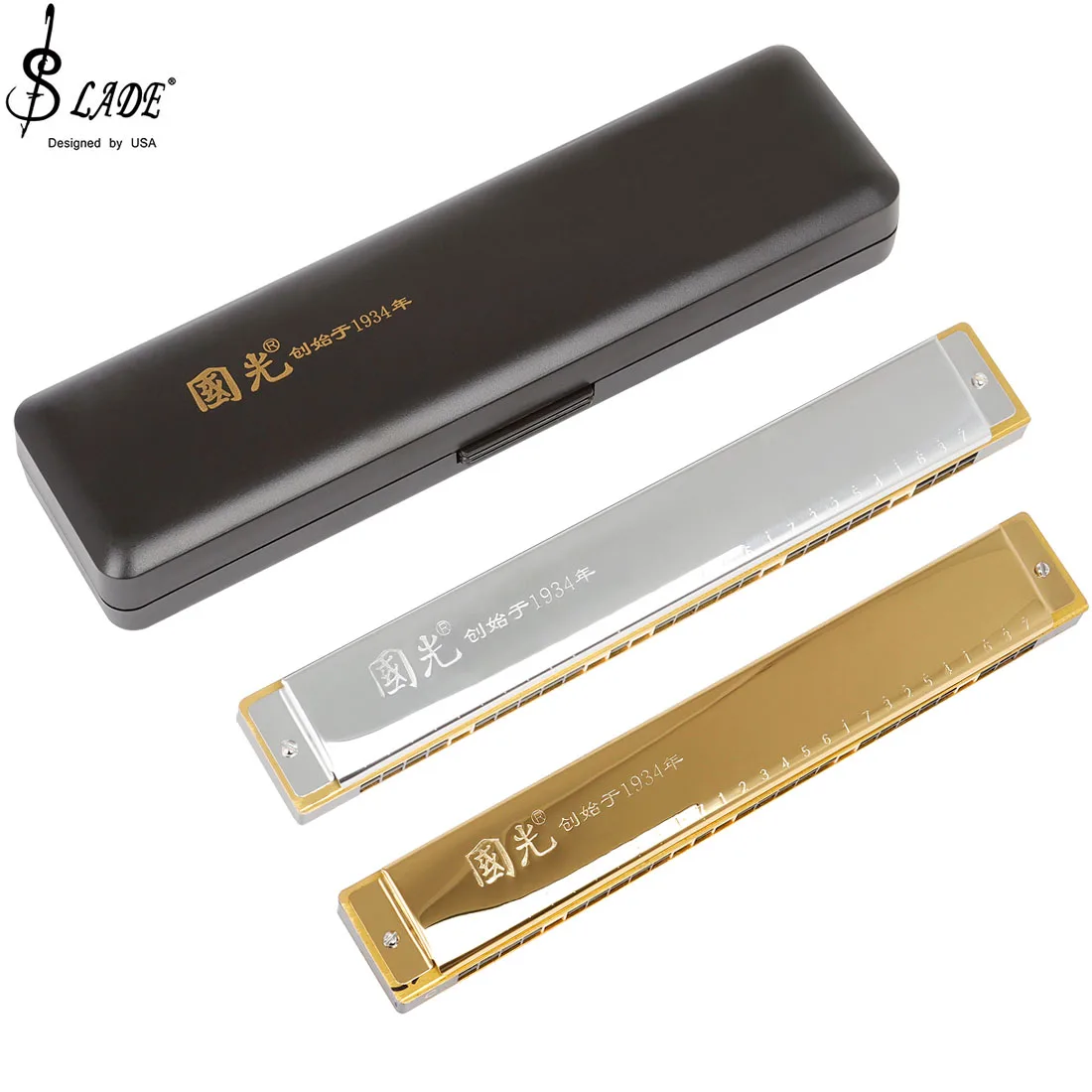 Guoguang 28 Hole Harmonica Polyphony Accent C Harmonica Students Beginners Professional Performce Harmonica Woodwind Instruments