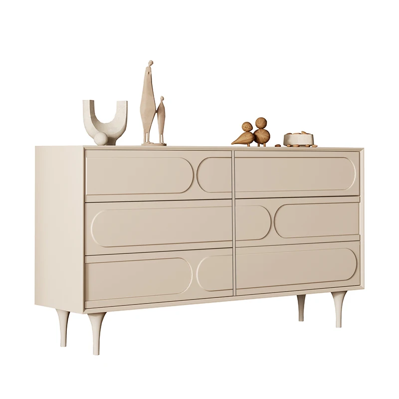 Six-bucket cabinet, wabi-**** wind entrance door, entrance, Nordic cream bedroom, solid wood chest storage