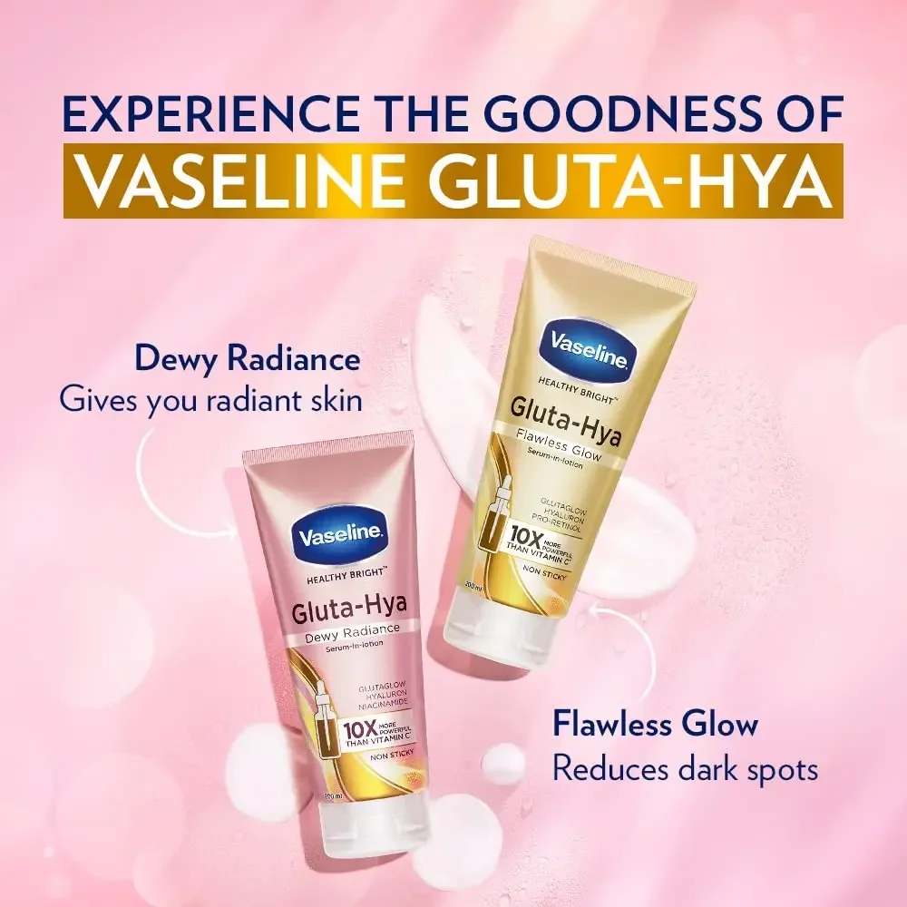 Vaseline Gluta-Hya Dewy Radiance Body Cream , Serum-In-Lotion, Boosted with GlutaGlow, for Visibly Brighter Skin From 1st Use