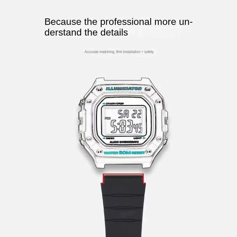 카시오 W-720 W-722 W-741 WL-100 CA53 CA-61 스포츠 팔찌 남성 여성 방수 수지 시계 밴드 20 용 CA-53 실리콘 시계 스트랩