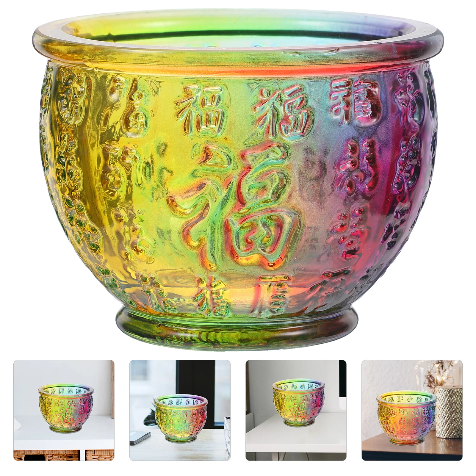 

Crystal Bowl Chinese Style Table Decor Home Office Dining Room Wealth Basin Ornament Creative Craft Gift