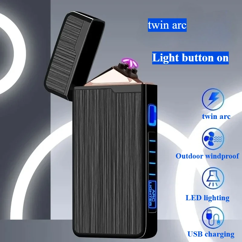 

Dual Arc Power Digital Display Pulse Lighter USB Rechargeable Outdoor Camping Barbecue Windproof Flameless Lighter Men's Gift