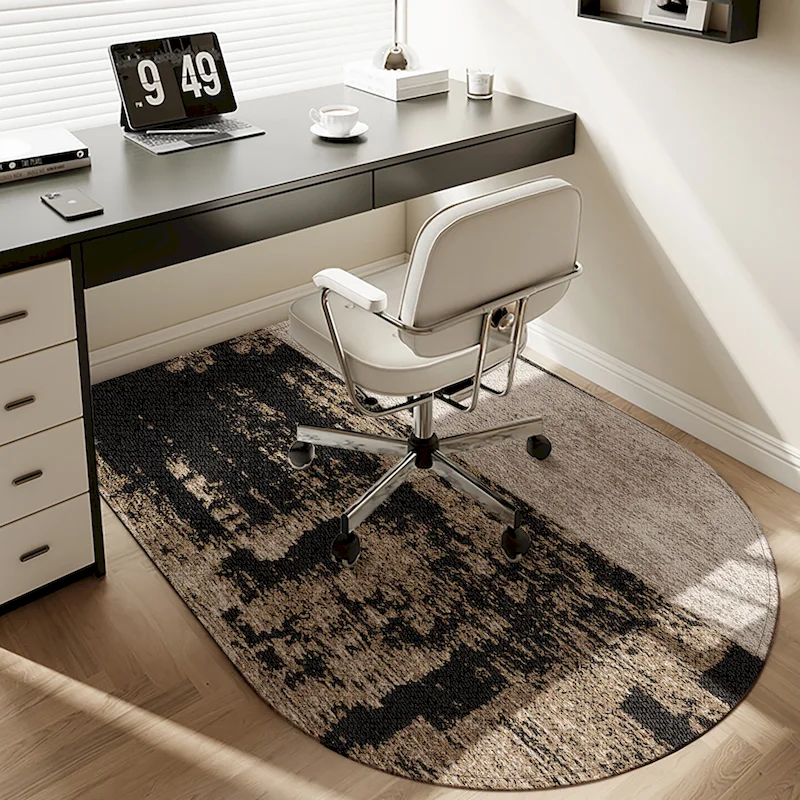 VIKAMA Forest Gradient Color Block Semi-Circular Gaming Chair Floor Mat Indoor Anti Slip Sound-Absorbing Carpet Home Decoration