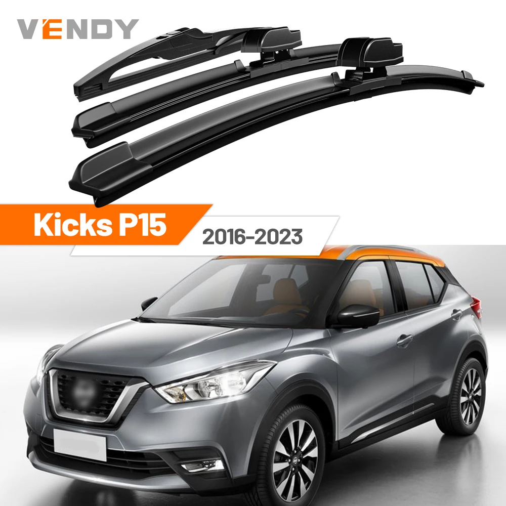 

For Nissan Kicks P15 2016-2023 2017 2018 2019 2020 2021 Front & Rear Windshield Wiper Blades Windscreen Wipers Set Accessories