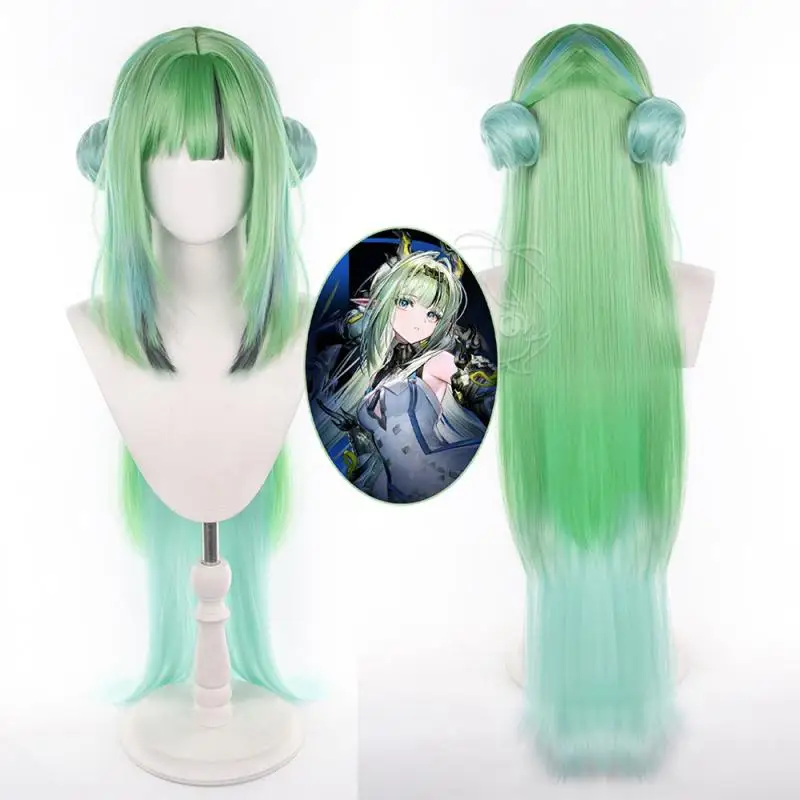Anime Arknights Endfield Green Cosplay Perücken Kostüme Kopfbedeckung 105cm Lange Simulierte Kopfhaut Dichte Gemischte Voluminöse Langhaar-Perücken – Detail 2