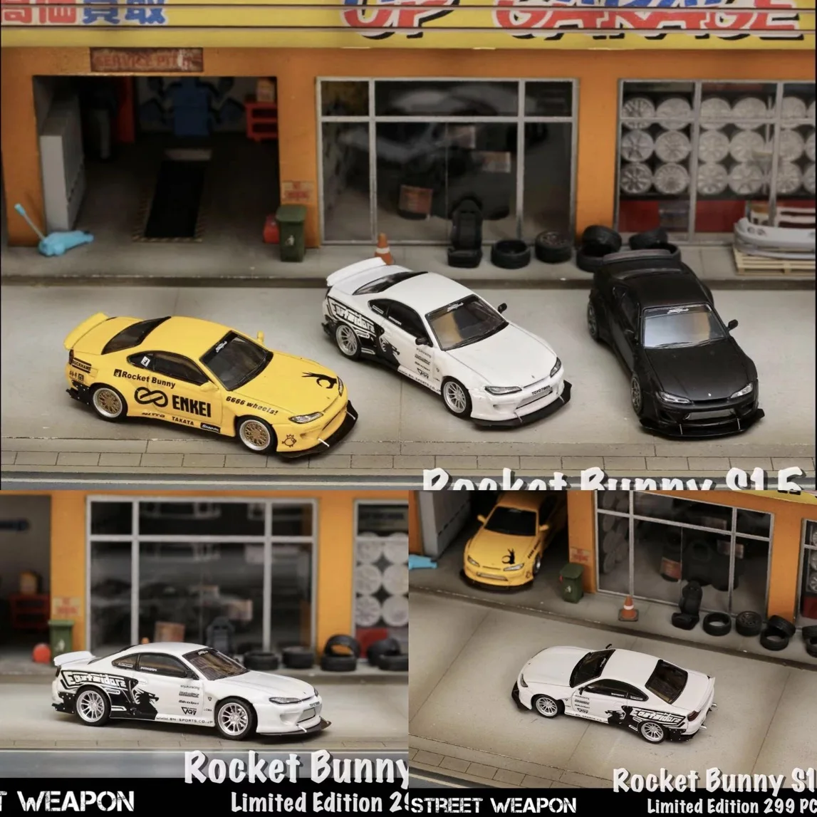 StreetWeapon 1:64 Nissan Silvia S15 Yellow black white alloy car model