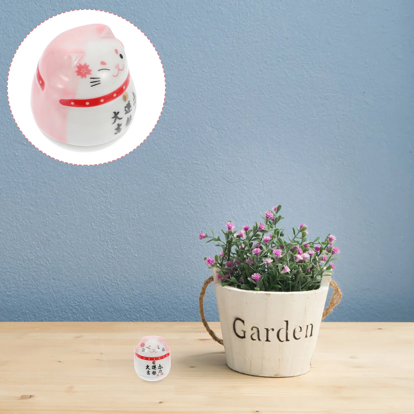 

Fortune Cat Tumbler Home Office Decor Smooth Textured Ceramic Blessing Symbol Tumbler Toy Wobbling Toy