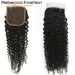 4x4 Deep Kinky Curly Closure Human Hair Swiss Lace Closure 8- 20inches  Winter Clearance Free Middle Three Part Send Randomly