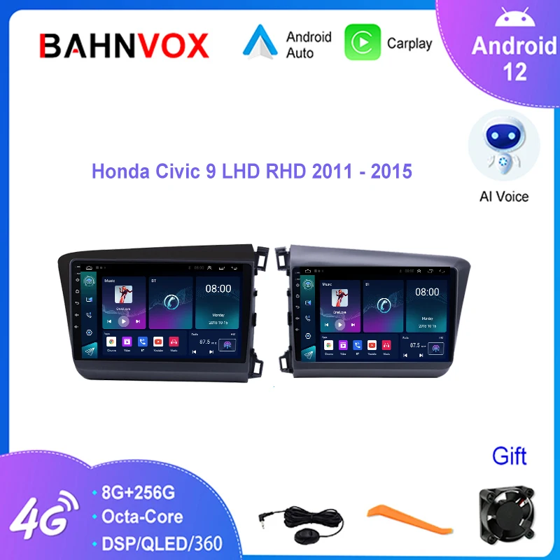 

9 "Android автомобильный радиоприемник 12,0 для Honda Civic 9 LHD RHD 2011 2015 мультимедийный видеоплеер GPS-навигация стерео Carplay головное устройство