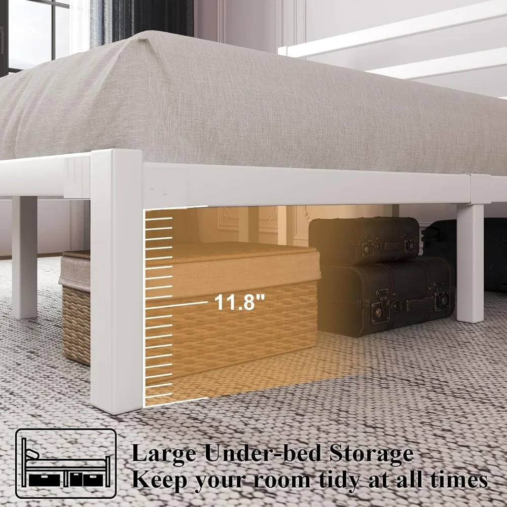 โครงเตียงโลหะแข็งแรงพร้อมที่เก็บของใต้เตียงและไม่ต้องใช้สปริง