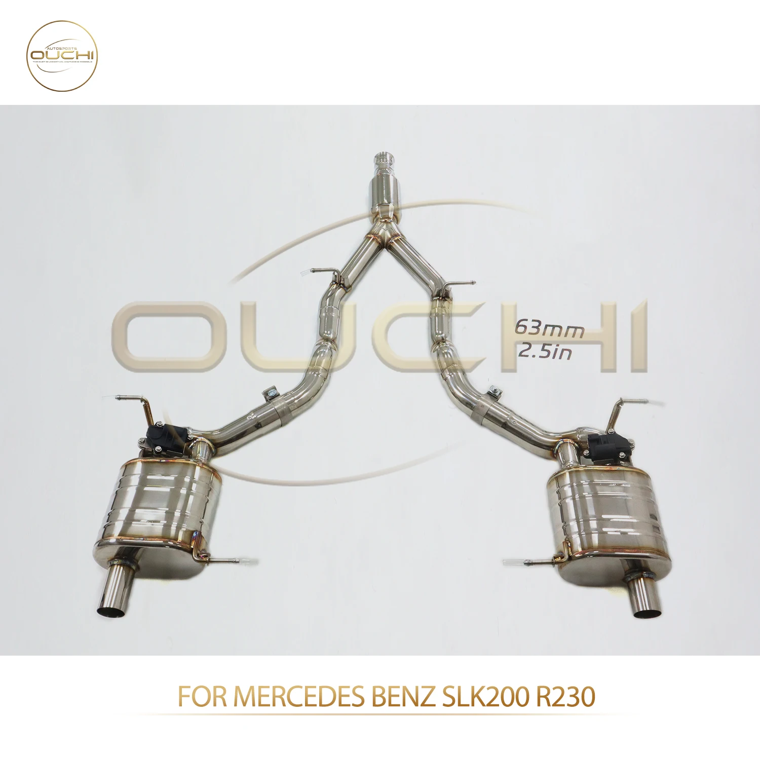 OUCHI مبيعات المصنع مباشرة لمرسيدس بنز SLK200 R230 SS304 Catback صمامات إلكترونية العادم 63 مللي متر تصميم الأنابيب بدون نصائح