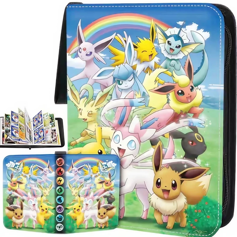 

2025 Hot New Binder 400pcs & 900pcs Pokemones Card Album Collection Book Trendy Cartoon Pu Zipper Photo Album File Toys