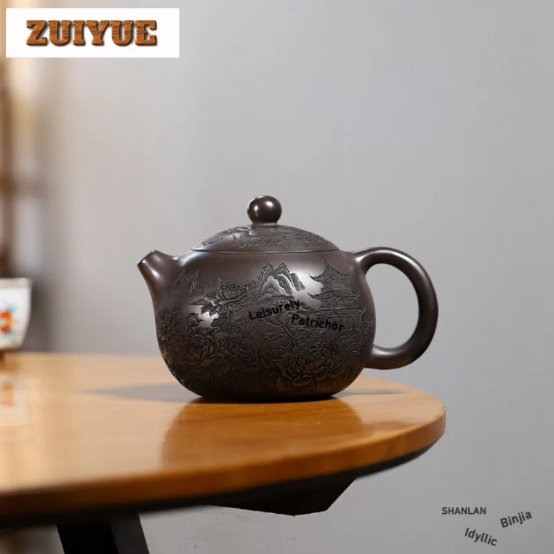 

540 мл Креативные чайники Исин из фиолетовой глины Художники Ручная работа Горшок Xishi Сырой рудный камень Желтый грязевой чайник Чайный сервиз Zisha